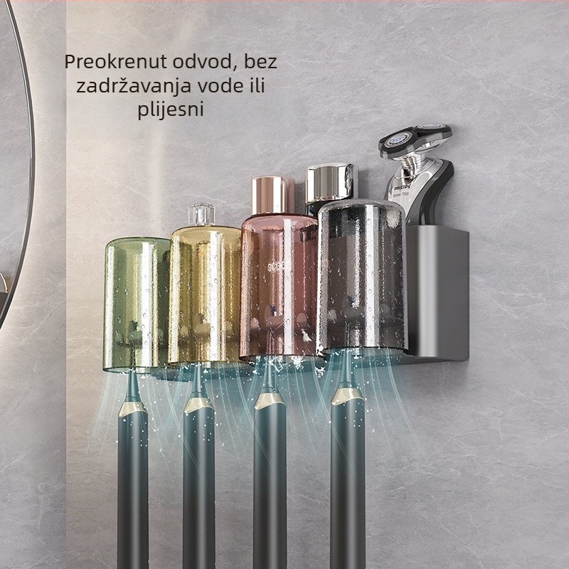 Zidni držač za četkicu za zube – metalni, skladište, bez bušenja, ecoco/Italian Coco
