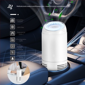 Automobilski pročistač zraka s negativnim ionima Y20, 3–5 W, 8 milijuna iona/cm³, aromaterapija + filtracija, tri razine podešavanja