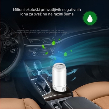Automobilski pročistač zraka s negativnim ionima Y20, 3–5 W, 8 milijuna iona/cm³, aromaterapija + filtracija, tri razine podešavanja