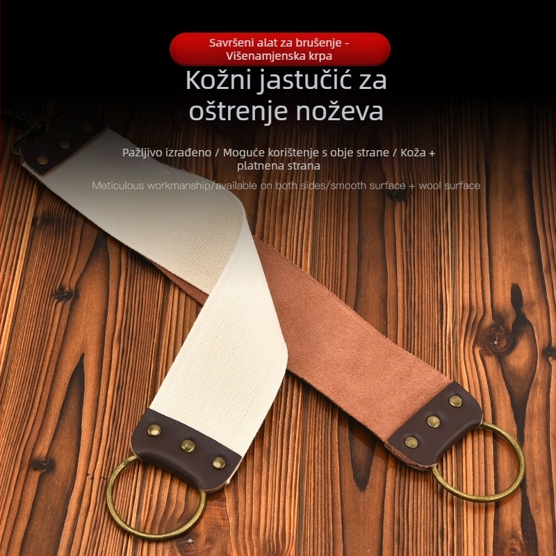 Bora Ben Dvostruka krpa za poliranje oštrica od kože teletine, za poliranje i čišćenje oštrica, s tiskanim logom