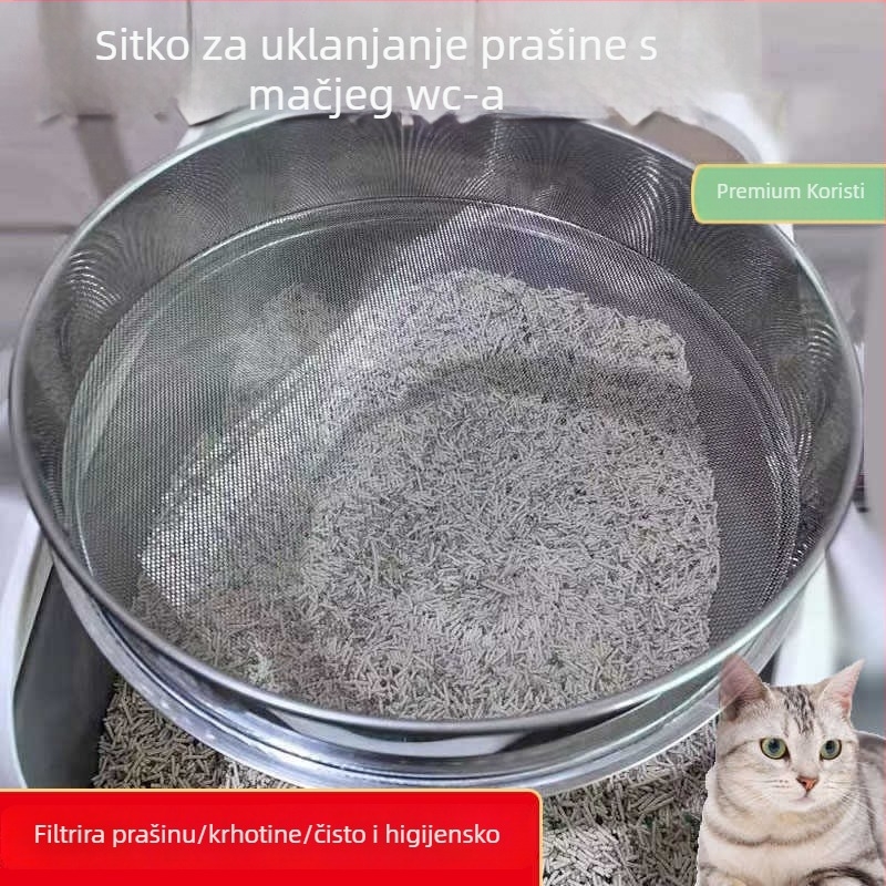 Nehrđajući čelično sito za mačji pijesak s bentonitom i filterom prašine