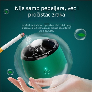 Pepeljara pročišćivač zraka s negativnim ionima za pušače, USB napajanje, protok zraka 50 m³/h, buka ispod 36 dB, stolni minimalistički dizajn