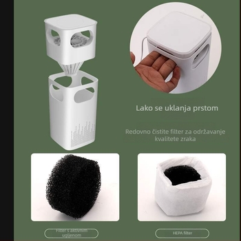 Desktop čistac zraka s negativnim ionima i UV dezinfekcijom, USB napajanje, tih do 36 dB, pogodan za prostor do 20 m²