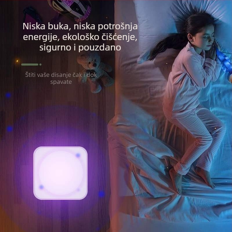 Desktop čistac zraka s negativnim ionima i UV dezinfekcijom, USB napajanje, tih do 36 dB, pogodan za prostor do 20 m²