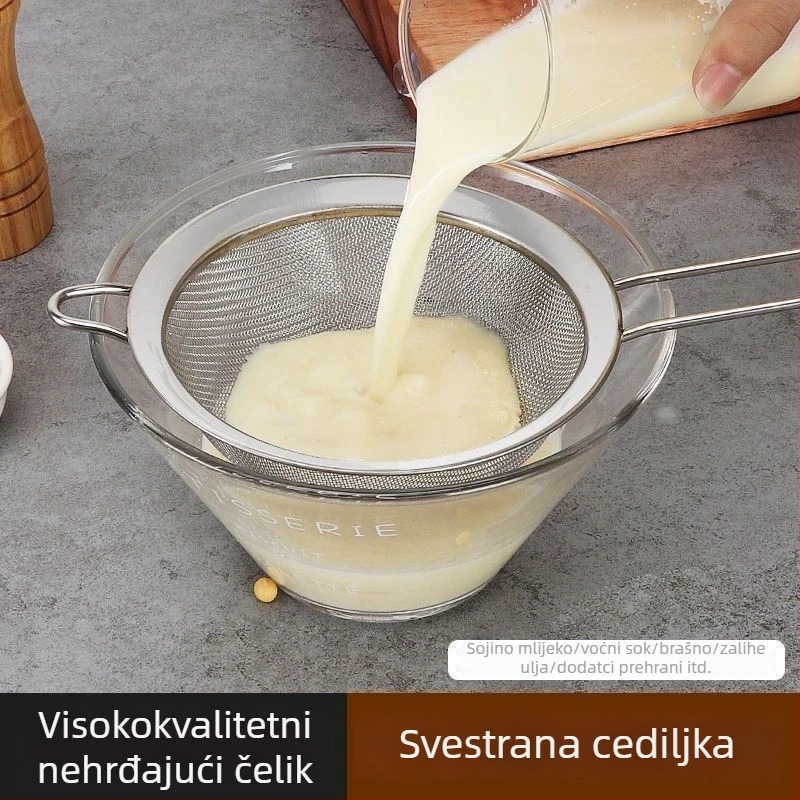 Friendly Ručno nehrđajuće čelično sito za brašno, kuhinjska cjedilo za šećer u prahu i sojino mlijeko, moderan jednostavan stil