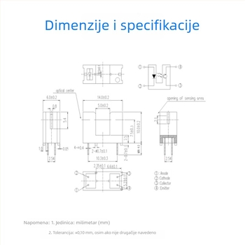 ITR9606 Fotoelektrični senzor prekidač - slot-tip, Direct & Through-Beam, 5 mm udaljenost utora
