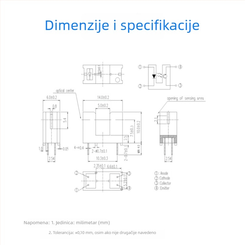 ITR9606 Fotoelektrični senzor prekidač - slot-tip, Direct & Through-Beam, 5 mm udaljenost utora