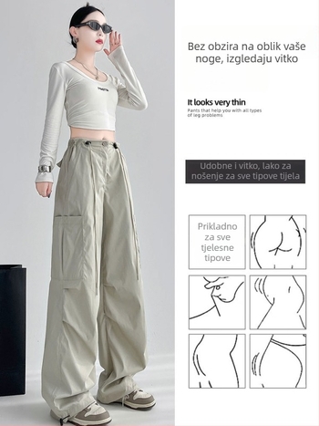Ženske cargo hlače - visoki struk, opušten kroj, dužina hlača, spandex mikroelastičnost, ulični stil