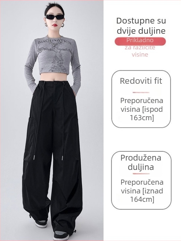 Ženske cargo hlače - visoki struk, opušten kroj, dužina hlača, spandex mikroelastičnost, ulični stil