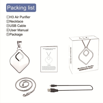 H3 privjesni uređaj za pročišćavanje zraka s negativnim ionima, mini USB-prijenosni, za automobil i dom, 50 m3/h, buka ispod 36 dB, pogodan za prostor do 10 m²