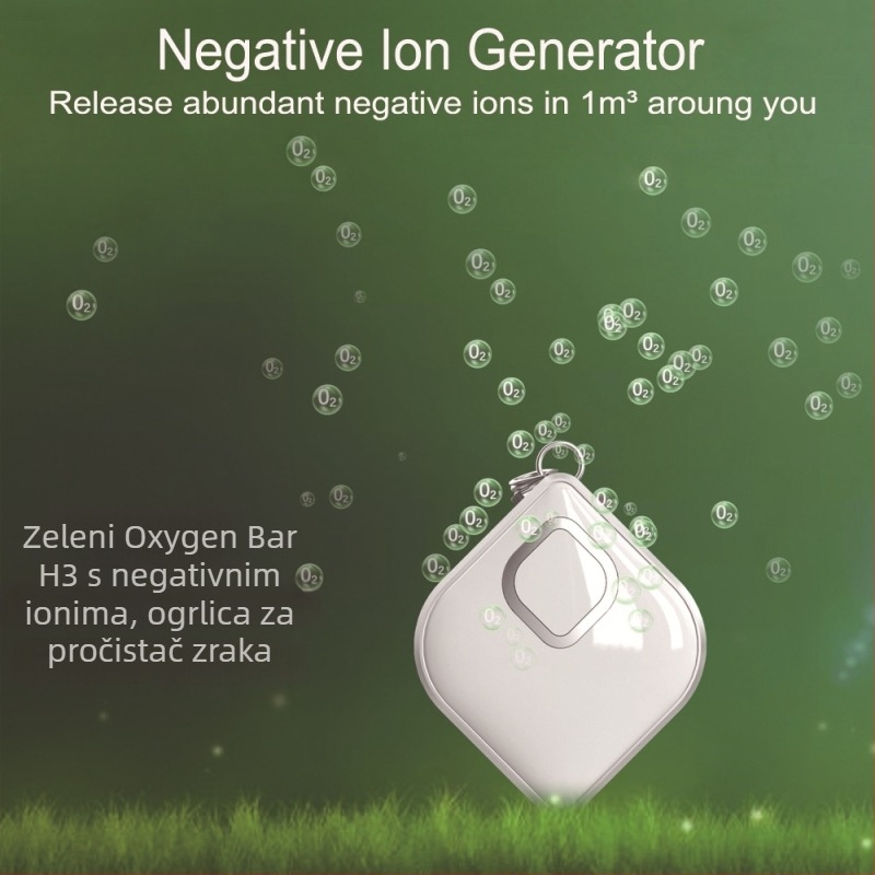H3 privjesni uređaj za pročišćavanje zraka s negativnim ionima, mini USB-prijenosni, za automobil i dom, 50 m3/h, buka ispod 36 dB, pogodan za prostor do 10 m²