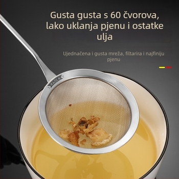 Trodijelni filtar mreža od nehrđajućeg čelika s drvenom drškom, ručna kuhinjska cjediljka za brašno i masne ostatke, protuklizna, zaštita od opeklina
