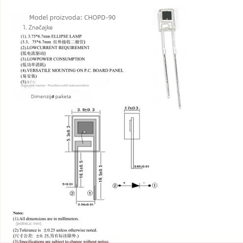 Senzor krvnog oksigena za vrh prsta – blisko infracrveni 660–905 nm, višekanalni, optički put kroz vanjski optički put, jednopulsni način