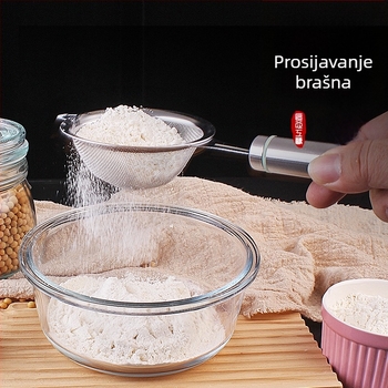 Žlica za filtriranje od 304 nehrđajućeg čelika za brašno i sojino mlijeko, dizajn s jednim kukom