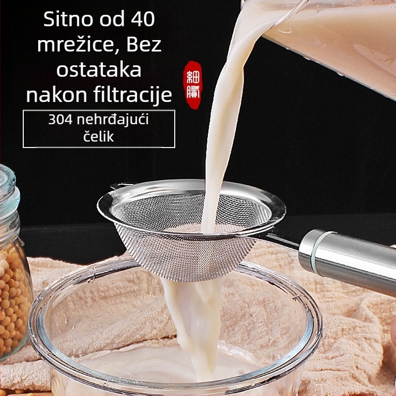 Žlica za filtriranje od 304 nehrđajućeg čelika za brašno i sojino mlijeko, dizajn s jednim kukom
