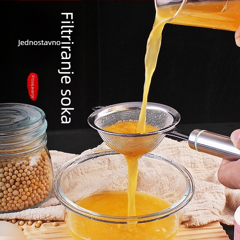 Žlica za filtriranje od 304 nehrđajućeg čelika za brašno i sojino mlijeko, dizajn s jednim kukom