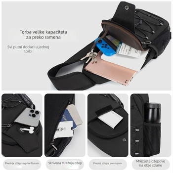 OSOCE muška crossbody torba – svila, vodootporna, prozračna, antibakterijska, podstava poliester