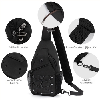 OSOCE muška crossbody torba – svila, vodootporna, prozračna, antibakterijska, podstava poliester