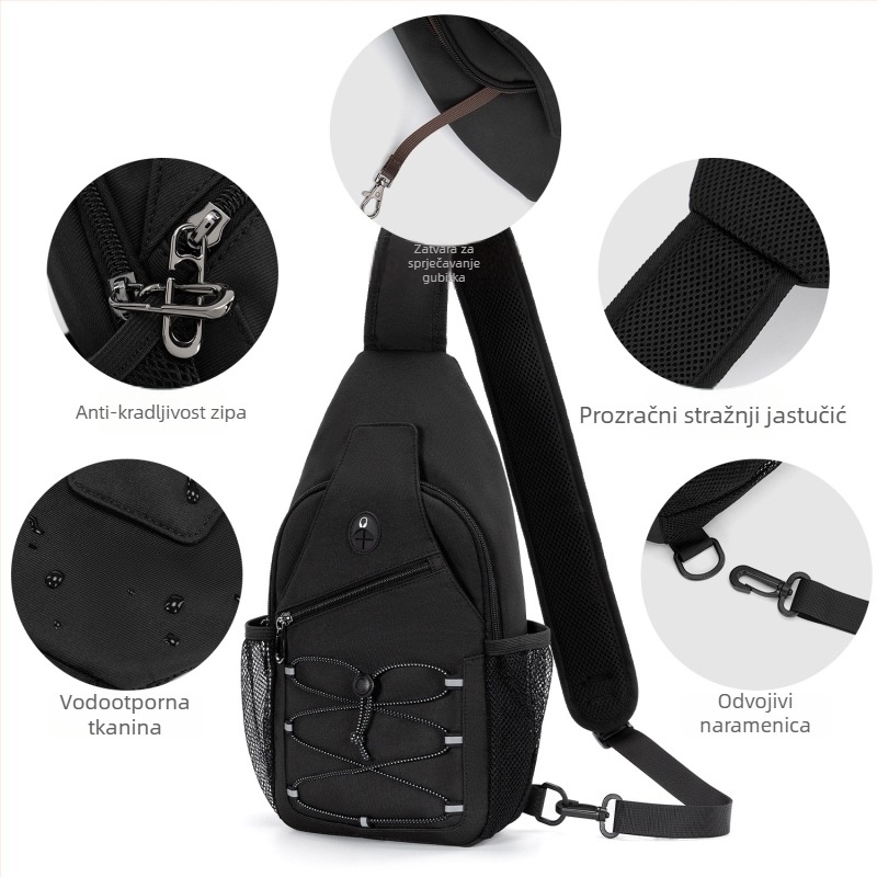 OSOCE muška crossbody torba – svila, vodootporna, prozračna, antibakterijska, podstava poliester