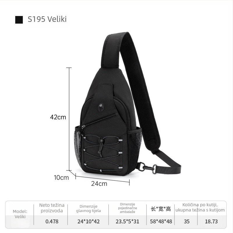OSOCE muška crossbody torba – svila, vodootporna, prozračna, antibakterijska, podstava poliester