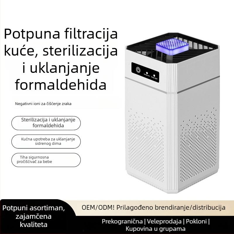 Pročišćivač zraka - negativni ioni; uklanjanje formaldehida; pogodno za prostorije 41–60 m²; buka ispod 36 dB; kompozitni filter