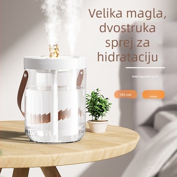 Ultrazvučni stolni ovlaživač s tri izlaza magle, USB napajanje, spremnik preko 10 L, pogodan za 41–60 m²