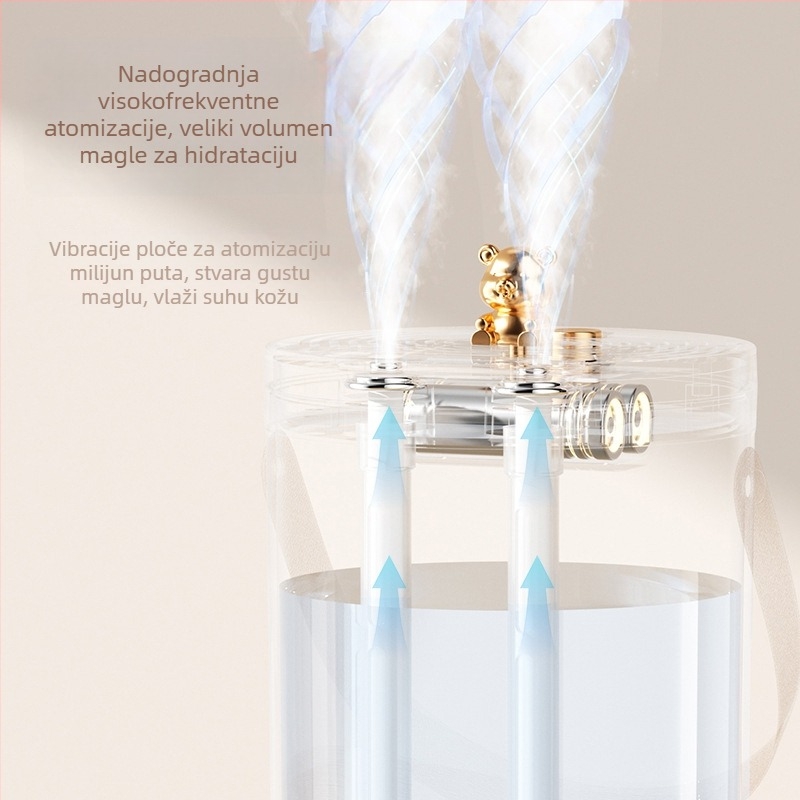 Ultrazvučni stolni ovlaživač s tri izlaza magle, USB napajanje, spremnik preko 10 L, pogodan za 41–60 m²