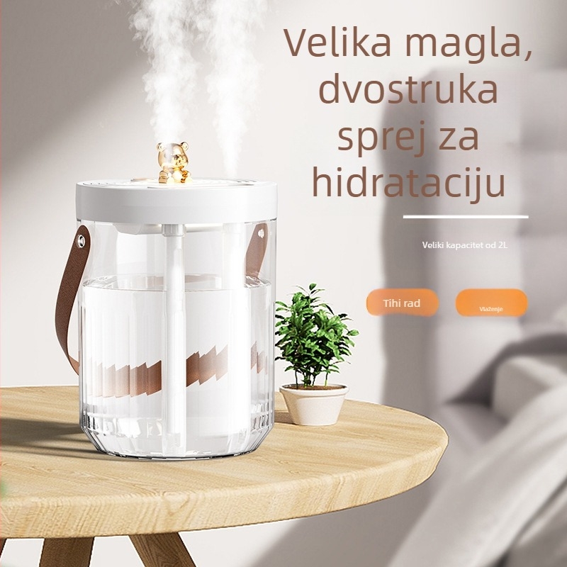 Ultrazvučni stolni ovlaživač s tri izlaza magle, USB napajanje, spremnik preko 10 L, pogodan za 41–60 m²