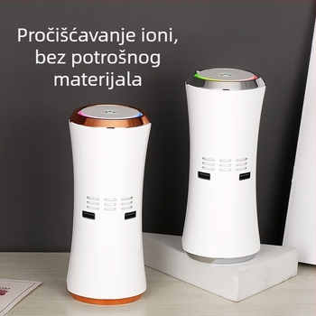 Automobilski pročišćivač zraka AS12, USB napajanje 5V, 12W, koncentracija negativnih iona 10 milijuna iona/cm³, pokrivenost 10 m²