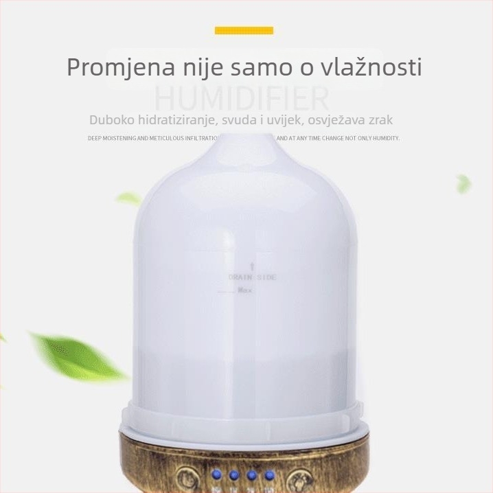 Kovani željezni aromaterapijski ovlaživač-difuzor, kapacitet do 0,5 L, pokrivenost 41–60 m², 1 izlaz magle, 2–8 sati tajmera