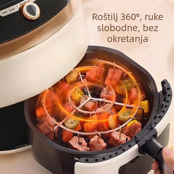Air fryer kružna mreža za ražnjiće - nehrđajući čelik, prijenosna, odvojiva, lako se čisti (Oblik: Kružni; Materijal: Nehrđajući čelik; Funkcije: Prijenosno, Odvojivo)