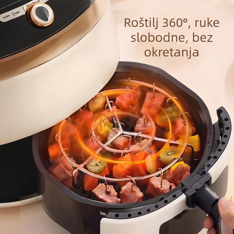 Air fryer kružna mreža za ražnjiće - nehrđajući čelik, prijenosna, odvojiva, lako se čisti (Oblik: Kružni; Materijal: Nehrđajući čelik; Funkcije: Prijenosno, Odvojivo)