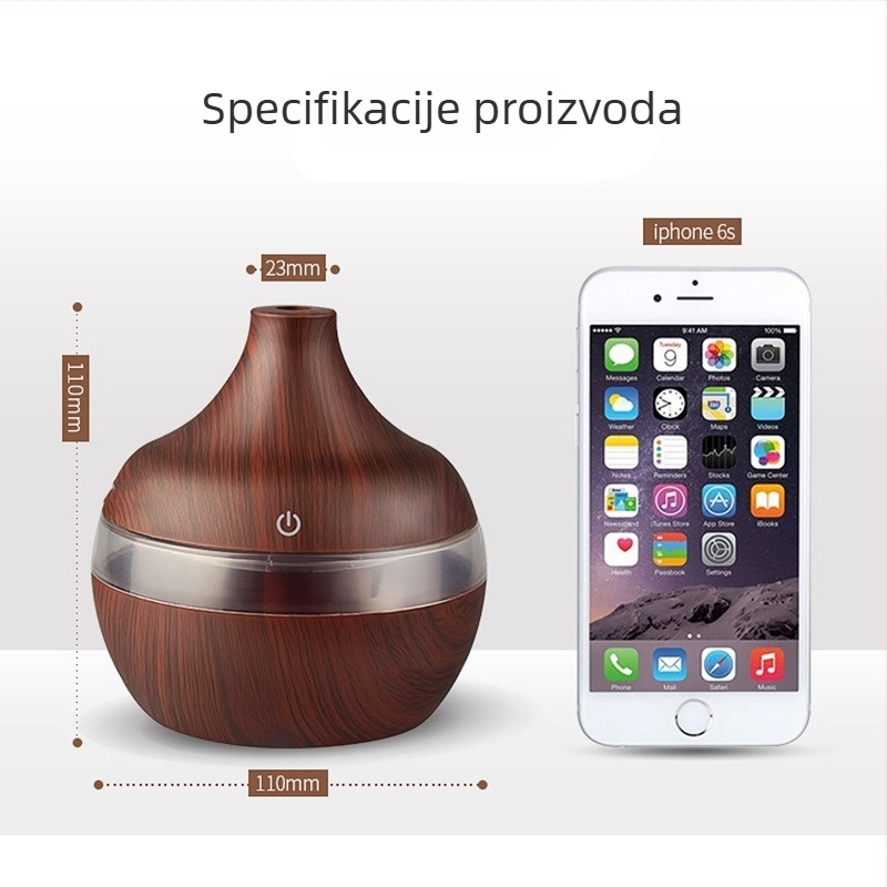 USB napajani aromatski difuzor‑vlaživač za 41-60 m2, spremnik ispod 0,5 L, 1 izlaz magle, 5 W