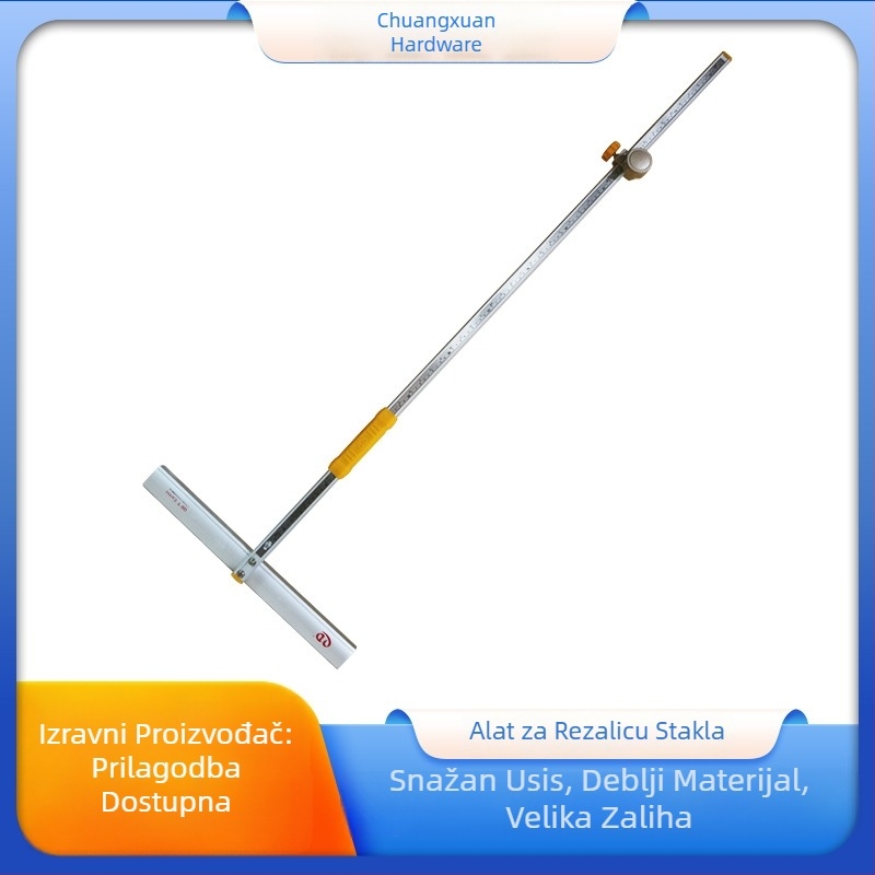 Rezač stakla s T-oblikim potisnim nožem, aluminijska legura, rezna debljina 3–15 mm, namijenjeno rezanju stakla, marka Qd qian da