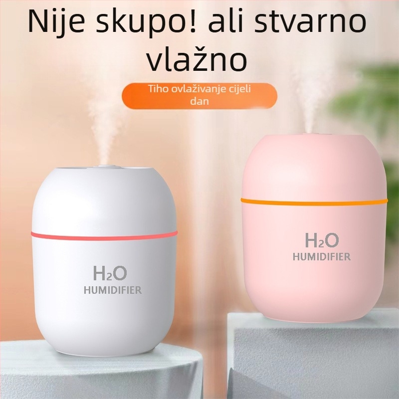 USB ultrazvučni ovlaživač zraka – stolni, kapacitet spremnika <0.5 L, prostor do 10 m², snaga 5 W, buka ≤36 dB