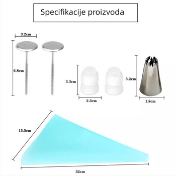 Set od 32 vrhova za ukrašavanje kolača, od nehrđajućeg čelika 430 + TPU + PP, koreanskog stila, u plastičnoj kutiji