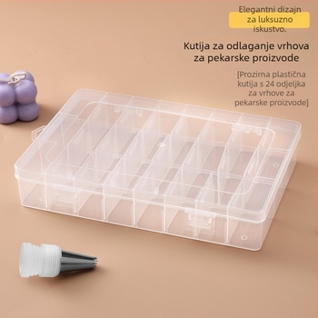 Kutija za pohranu vrhova za ukrašavanje, 24 pretinaca, prozirna plastika, moderni minimalistički stil