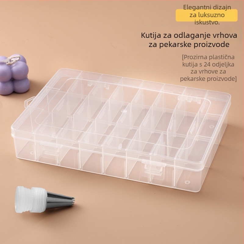 Kutija za pohranu vrhova za ukrašavanje, 24 pretinaca, prozirna plastika, moderni minimalistički stil