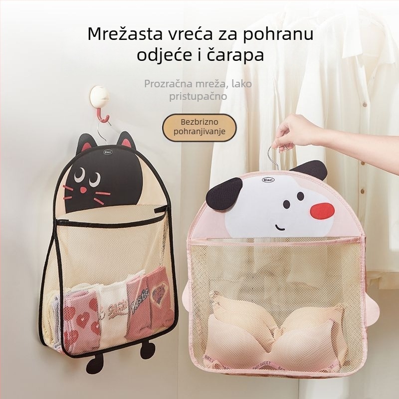 Vješeni organizator za donje rublje i čarape, kubični oblik, poliester + mreža, višenamjensko zidno skladištenje, za donje rublje i grudnjake