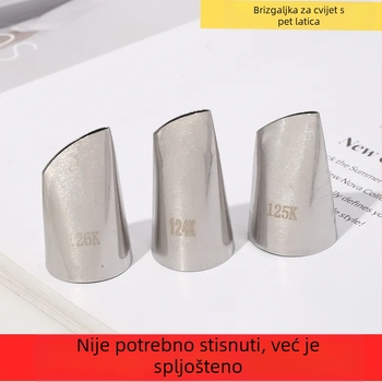 Set od 3 plosnatih vrhova za ukrašavanje torti s petolistom ružom, nehrđajući čelik, Unique