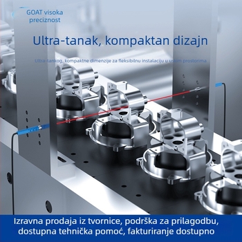 Valjkasti laserski fotoelektrični senzor, očitanje pod pravim kutem, režimi preko snopa ili difuznog odraza, 650 nm laser, domet 2,5–5 mm, IP65, izlaz NPN/PNP