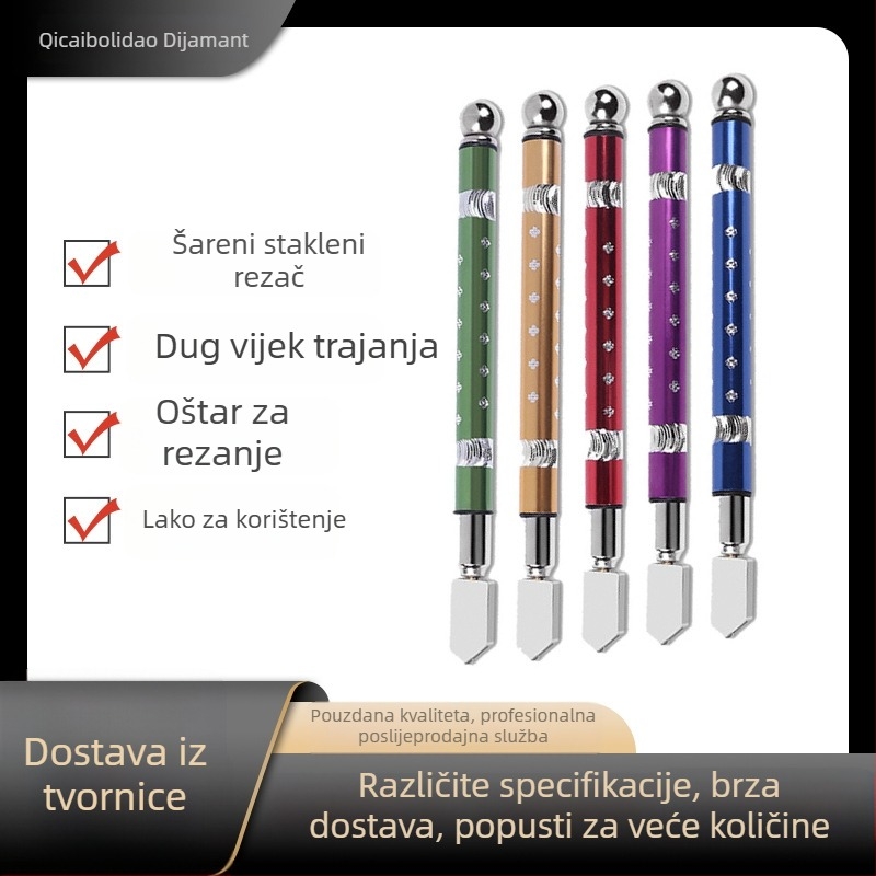 Ručni valjani nož za staklo — Colorful model s karbidnom oštricom, za keramiku i staklo, debljina rezanja 10–20 mm, prilagodljiva obrada
