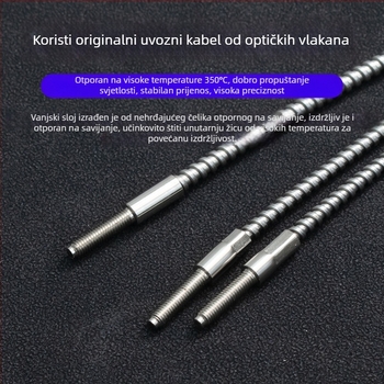 Visokotemperaturni vlaknasti optički senzor, otporan na 350°C, Through-Beam, savijeni završetak M4, difuzno-refleksijsko staklo