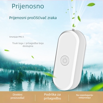 Prenosni pročistač zraka za nošenje oko vrata s negativnim ionima, USB napajanje, 50 m³/h, 36 dB, pogodan za prostorije do 10 m².