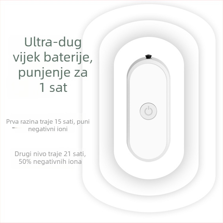 Prenosni pročistač zraka za nošenje oko vrata s negativnim ionima, USB napajanje, 50 m³/h, 36 dB, pogodan za prostorije do 10 m².