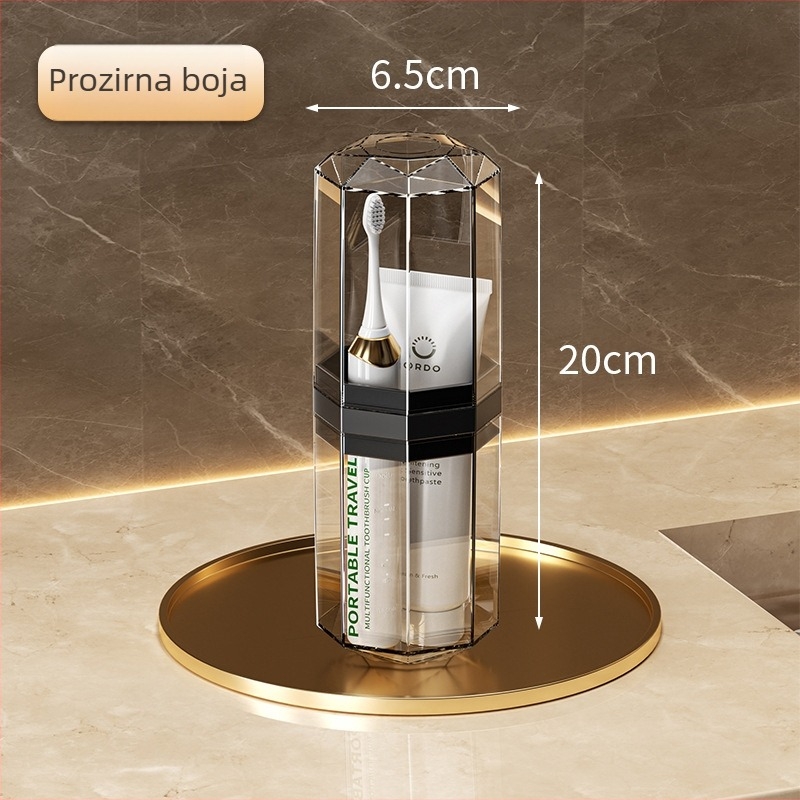 Prijenosna čaša za ispiranje usta za putovanja s 3-u-1 setom za četkicu i pastu za zube, PET materijal, mogućnost ispisa logotipa