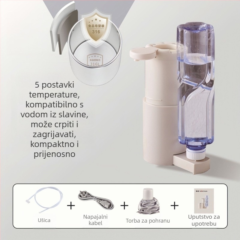 Prijenosni dispenzer za vruću vodu, vertikalni dizajn, 220V, 2000W, zaslon temperature i inteligentna kontrola temperature