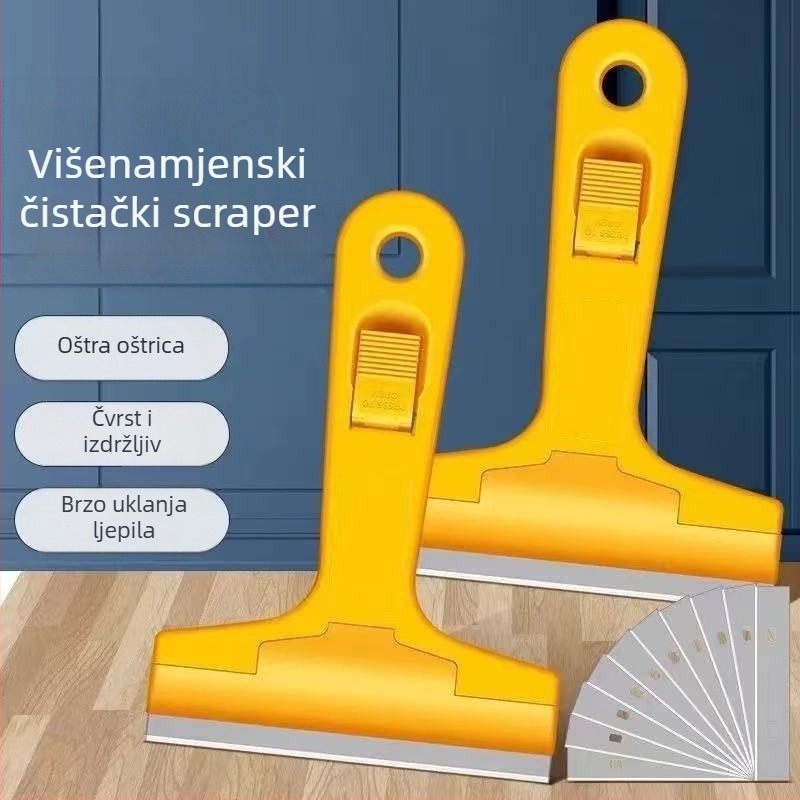 Kućni čistilni scraper s debelim držalom za pločice i staklo – uklanja ljepilo i žbicu, Model 008, Marka Qichuan, Materijal PP+ugljikova čelik, Prilagodljiv