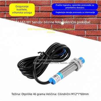 LJ12A34Z/BY Senzor blizine / fotoelektrični prekidač, PNP, trožilni, normalno otvoren, metalno kućište