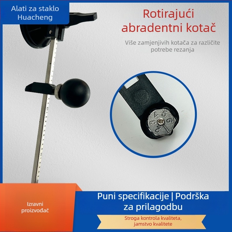 Ručni dijamantni stakleni rezač sa šest kotača za otvaranje rupa u staklu, suho rezanje, model GLY2-6